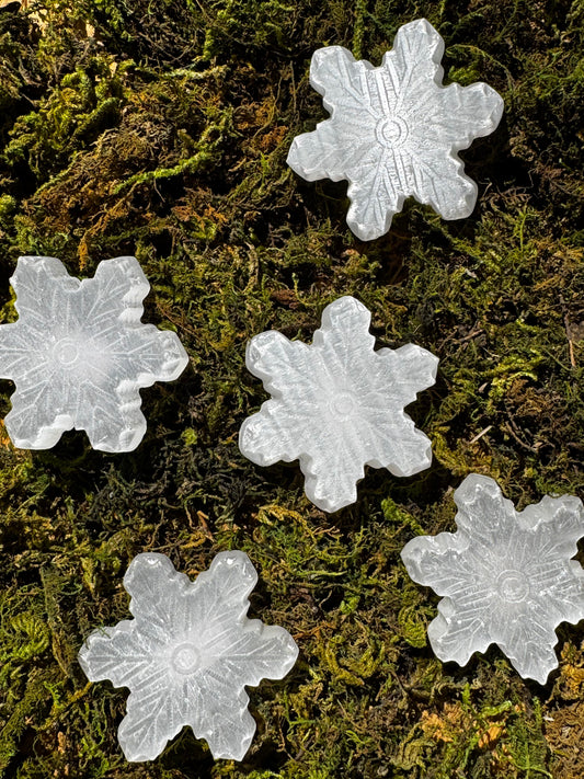 Selenite Snowflake Carvings
