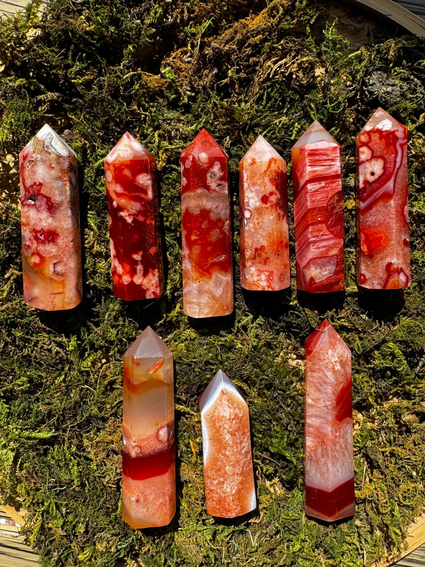 Carnelian with Flower Agate Towers