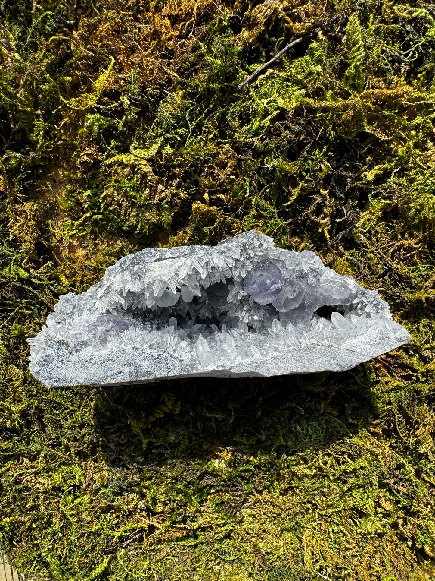 Raw Fluorite with Clear Quartz Specimen